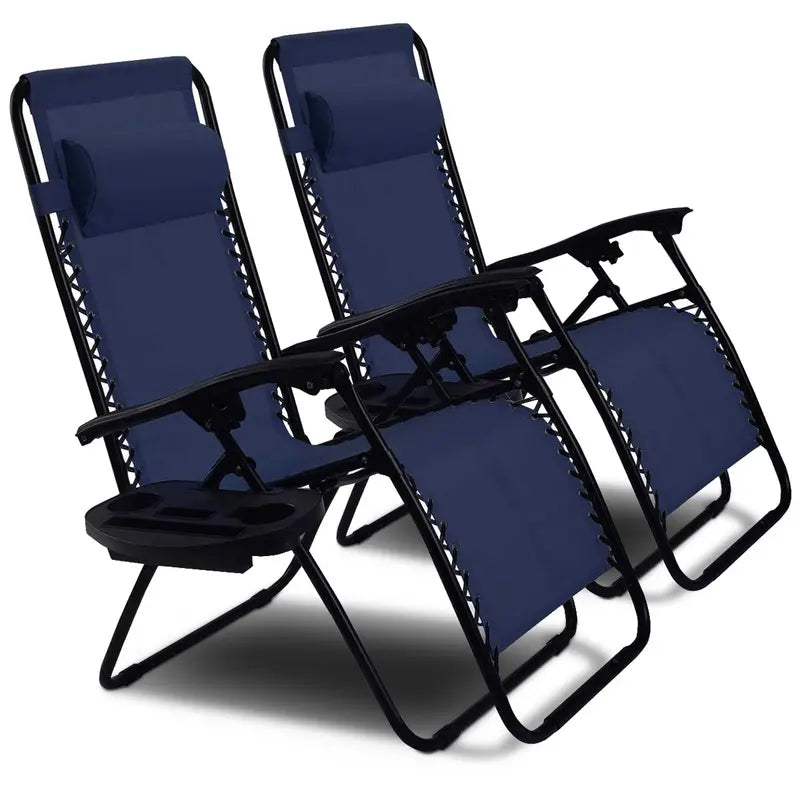 2-Piece Zero Gravity Patio Chairs – Folding Outdoor Recliners with Adjustable Positions