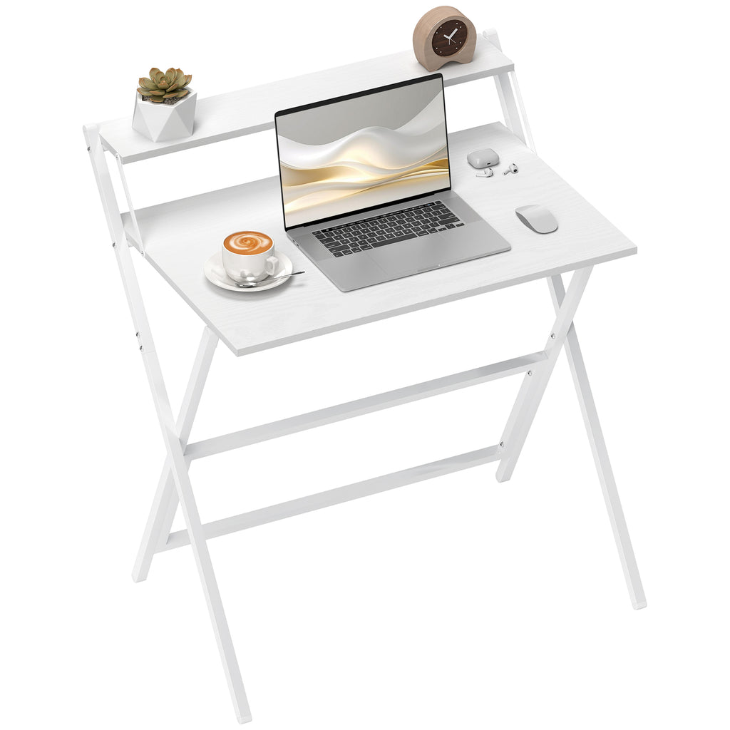 HOMCOM Klappbarer Schreibtisch 75,5 x 50 cm mit Ablagefach für Schlafzimmer, kleine Räume, Weiß
