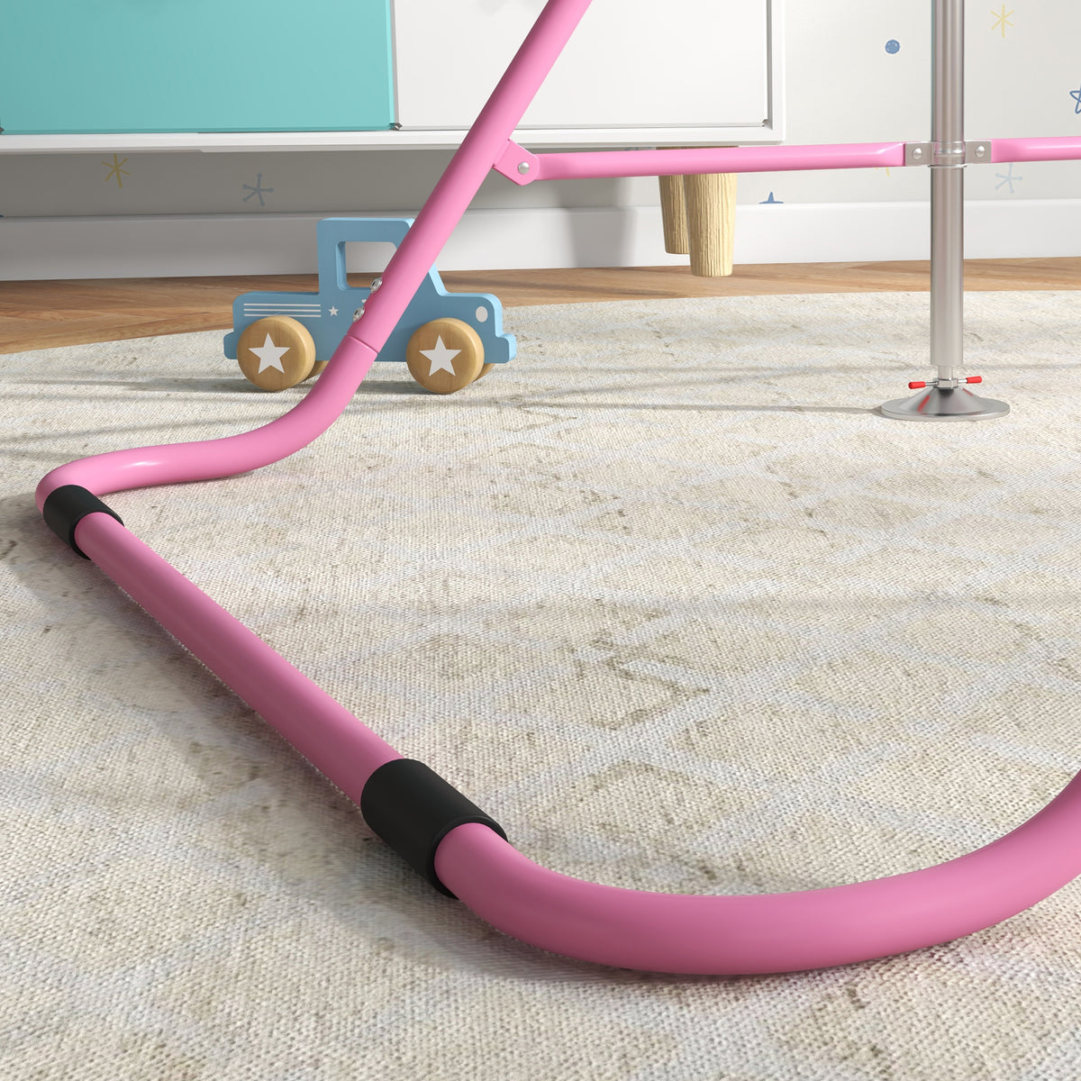 HOMCOM Kinderturnstange für Kinder, klappbar, Höhe verstellbar von 88 bis 128 cm, Rose