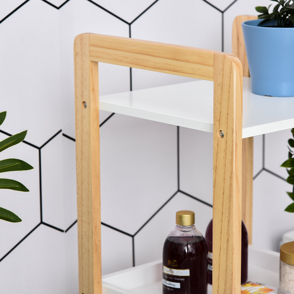 HOMCOM® Badregal Standregal Lagerregal Küchenregal 5 Ablagen Bambus + MDF 32 x 30 x 130 cm