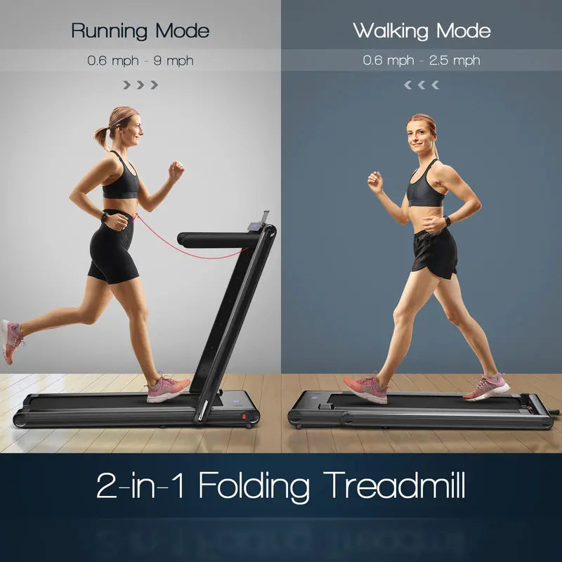 2-in-1 Under-Desk Treadmill – Foldable Electric Model with 2.25HP Motor and LED Control Display