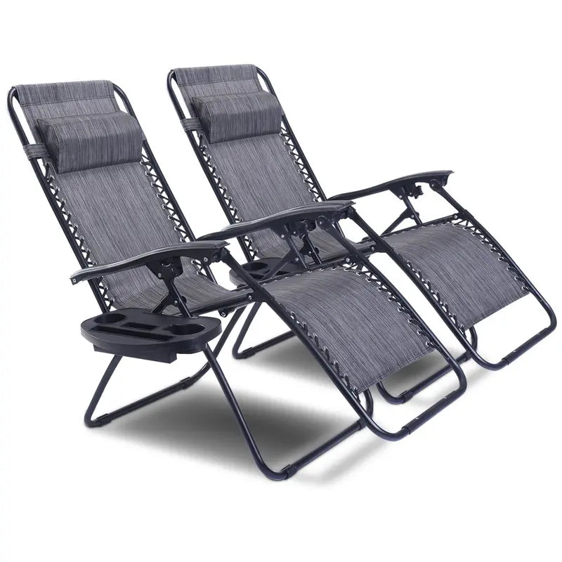 2-Piece Zero Gravity Patio Chairs – Folding Outdoor Recliners with Adjustable Positions