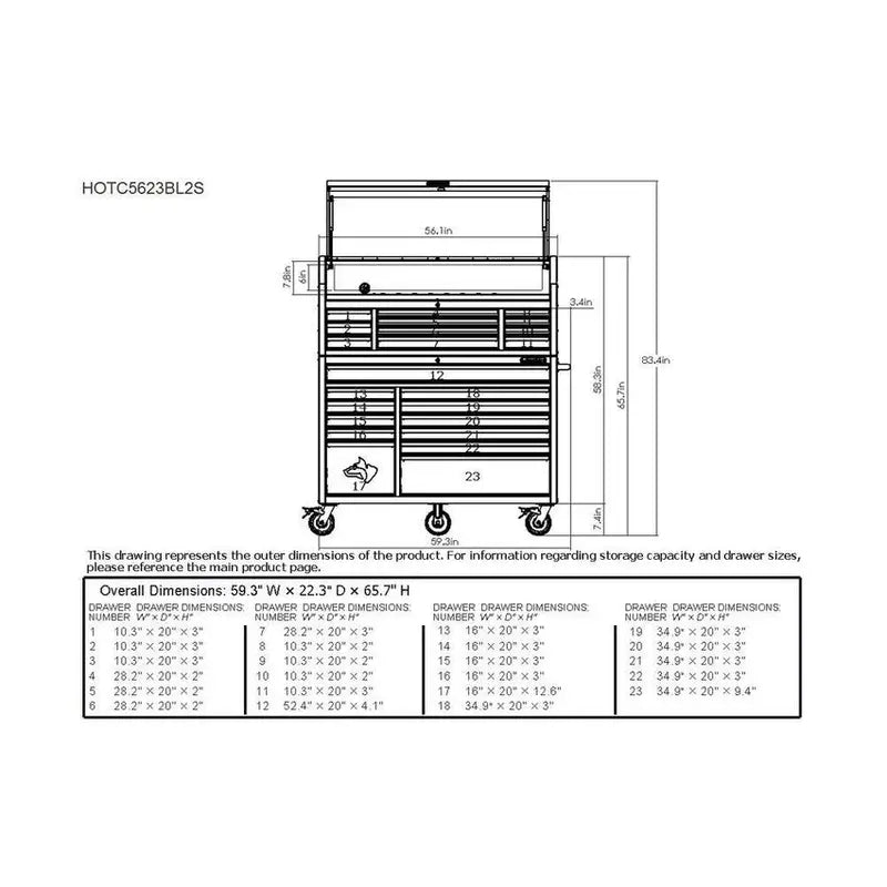 23-Drawer Heavy-Duty Rolling Tool Chest & Cabinet Set – 56-Inch Wide Matte Blue Professional Storage System