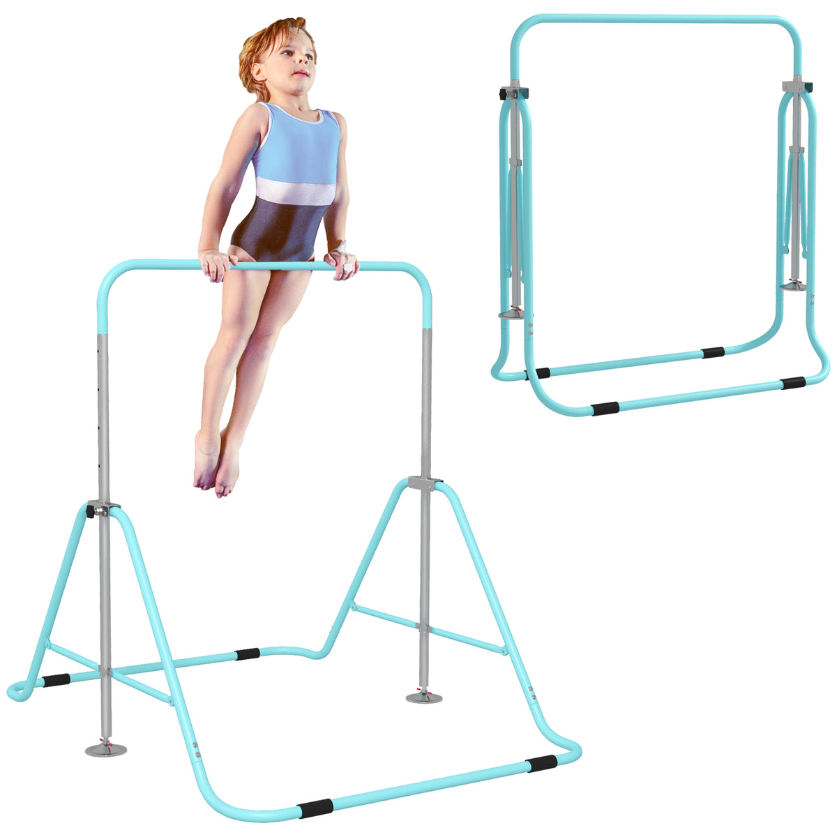 HOMCOM Kindergymnastikstange, klappbar, Höhenverstellbar von 88 bis 128 cm, Grün