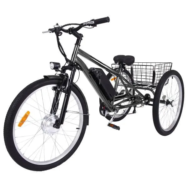 26-Inch Adult Electric Tricycle – 3-Wheel Fat-Tire Design, 7-Speed, 350W Motor, 36V 10Ah Removable Battery
