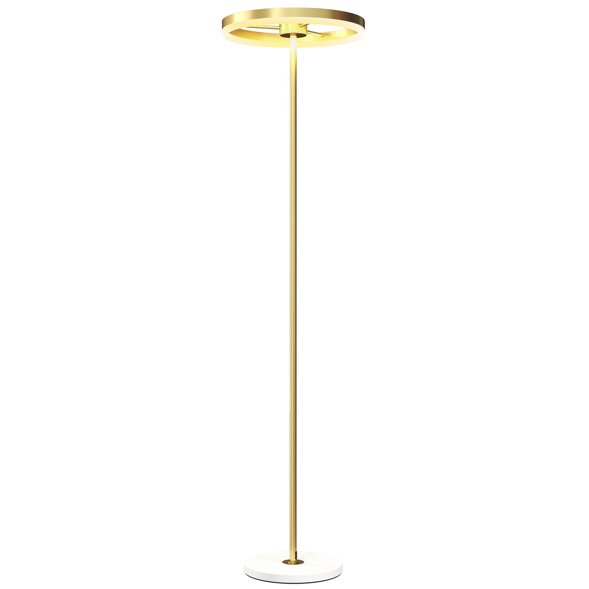 HOMCOM Stehlampe, Fußschalter, Metallstruktur, Acrylschirm, 4000K, dimmbar, Goldfarben