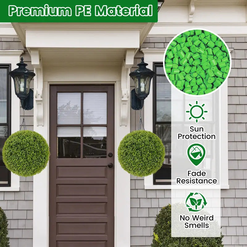 2-Pack 20-Inch Artificial Boxwood Topiary Balls – UV-Resistant Round Faux Plants for Outdoor Use