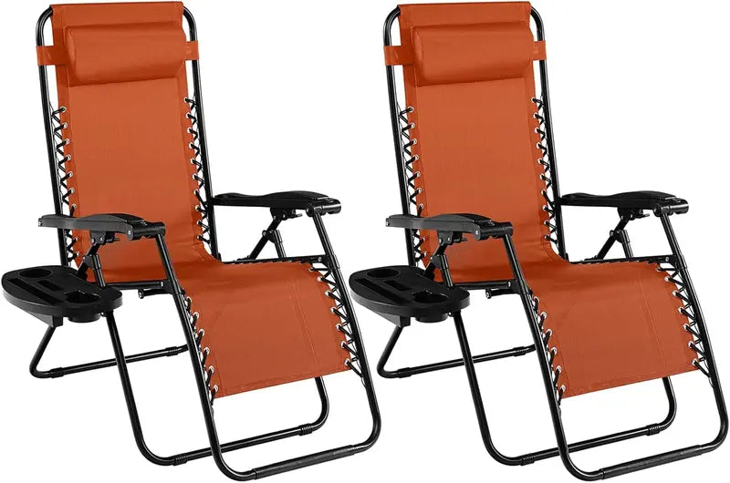 2-Piece Zero Gravity Patio Chairs – Folding Outdoor Recliners with Adjustable Positions