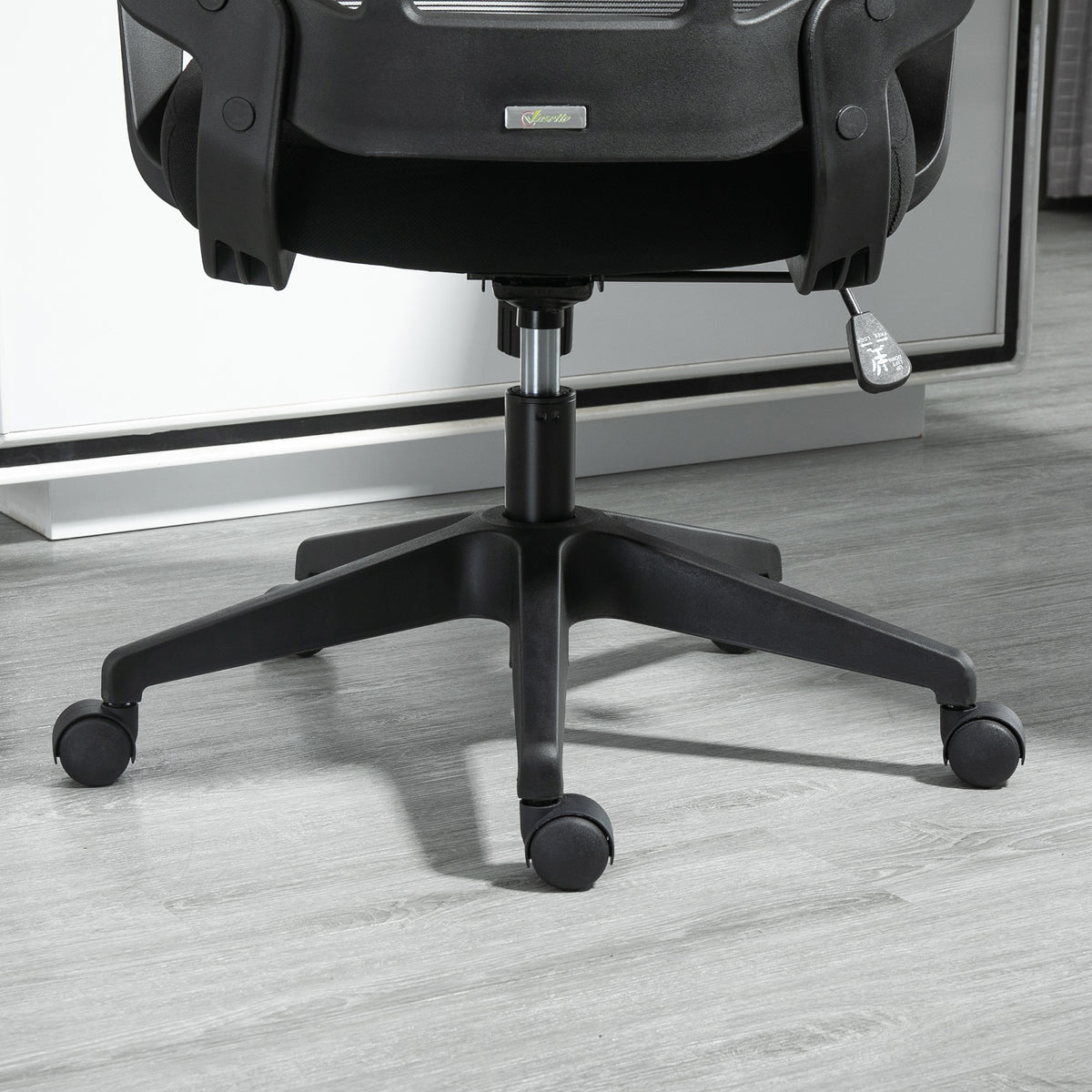 Vinsetto Bürostuhl Kopflehne Home-Office-Stuhl höhenverstellbarer Schreibtischstuhl ergonomisch 360°-Drehräder Büro Schaumstoff Nylon Schwarz 62 x 62 x 113-122 cm