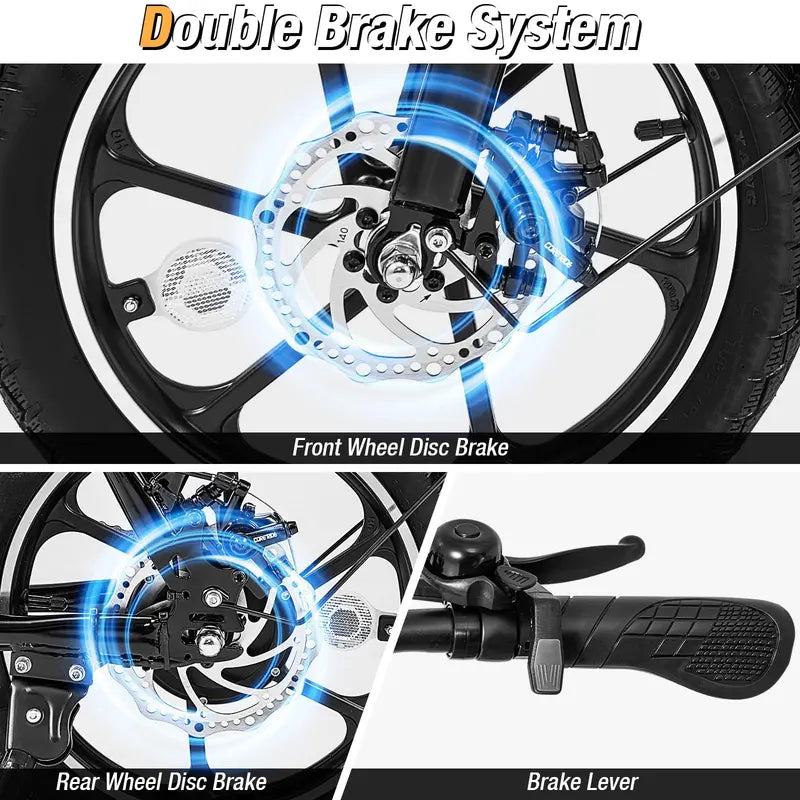 16-Inch Folding Electric Bike – 650W Brushless Motor, Removable 42V 10.4Ah Battery