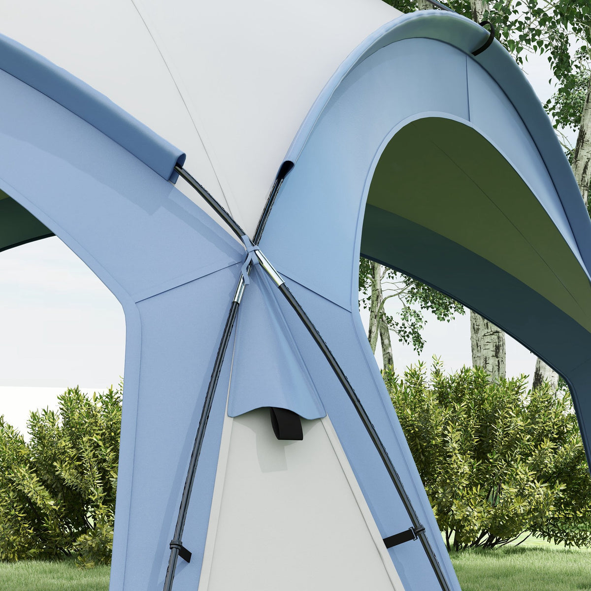 Outsunny Event Shelter 3,5 x 3,5m Pavillon mit Haken Tür Wasserabweisend winterfest Gartenpavillon Hellblau
