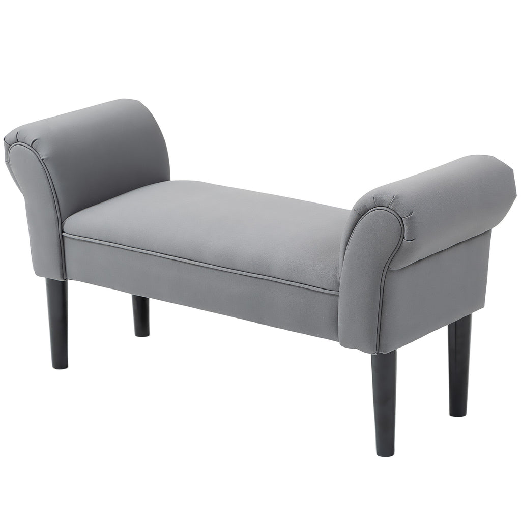 HOMCOM Sitzbank, Bettbank, robuste Bauweise, weiche Polsterung, 102x36x51 cm, Grau