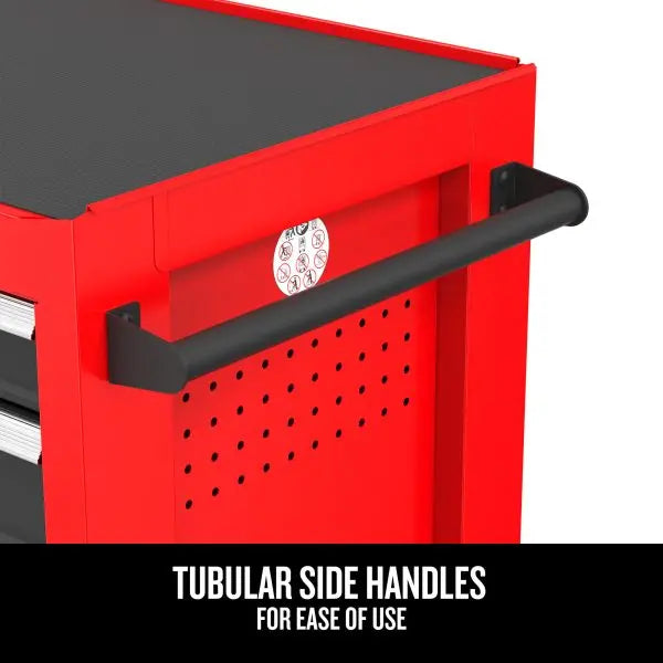 2000 Series Red Rolling Cabinet – 26-in Wide × 36.5-in Tall Five-Drawer Steel Storage Unit