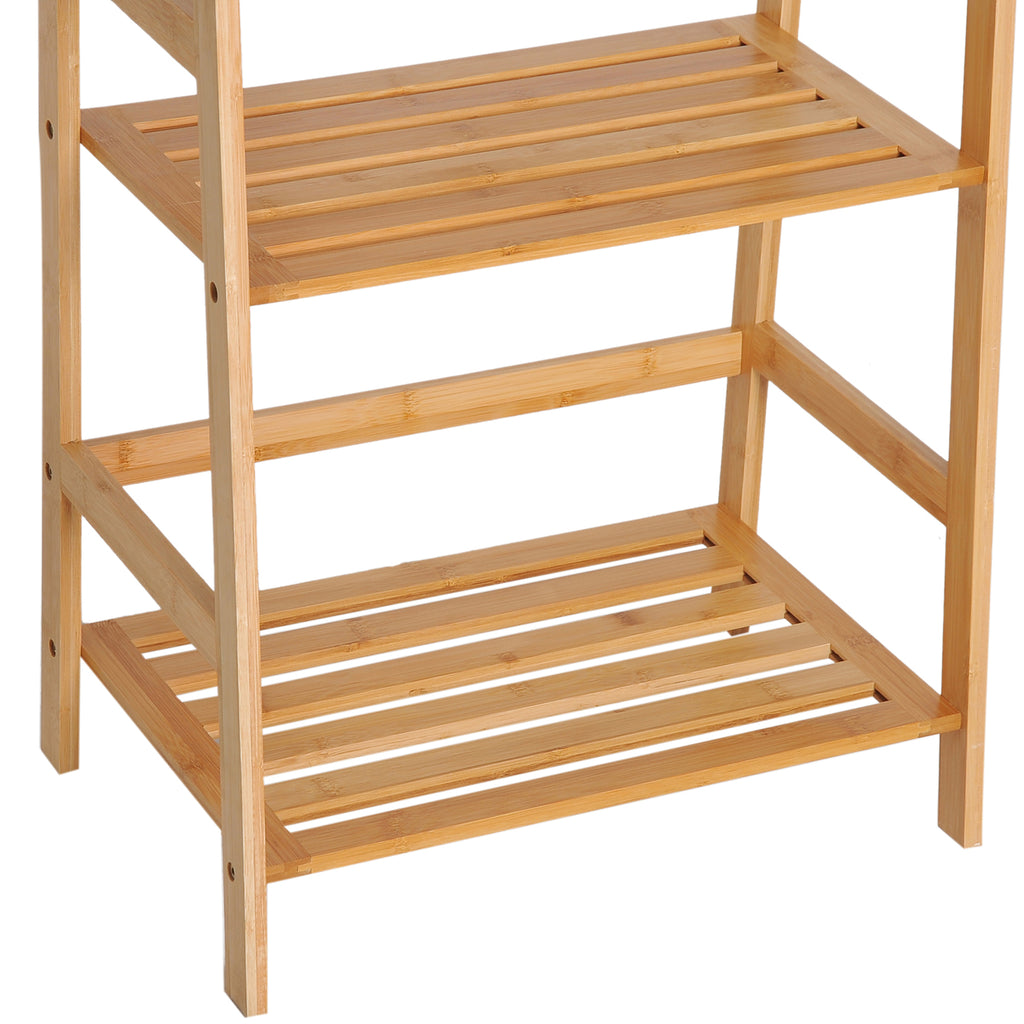 HOMCOM Bücherregal, 4 Ebenen, Leiterdesign, Bambusholz, Natur