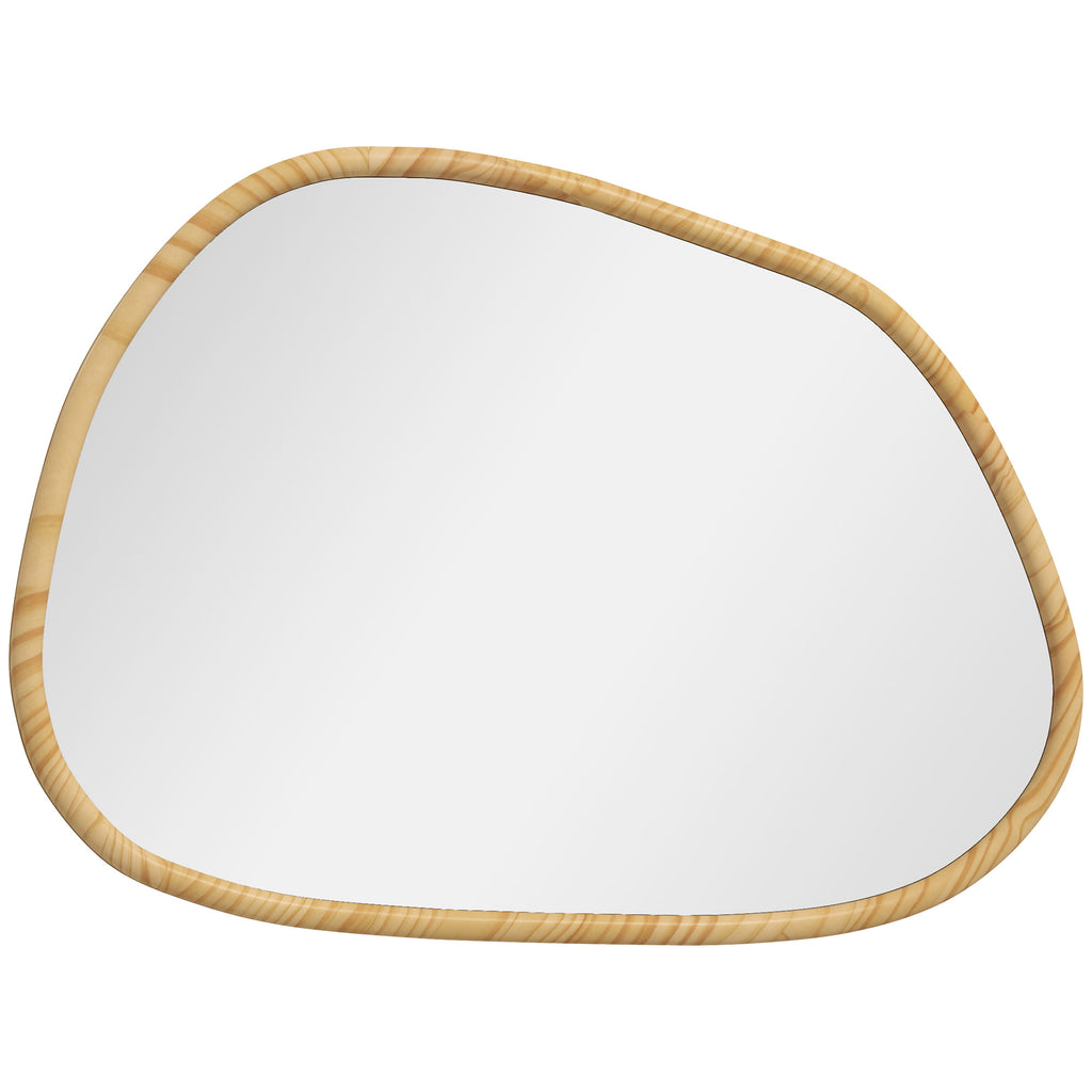 HOMCOM Wandspiegel Dekospiegel Spiegel, Vintage-Design, 70 cm x 2,1 cm x 50 cm, Massivholz, Natur