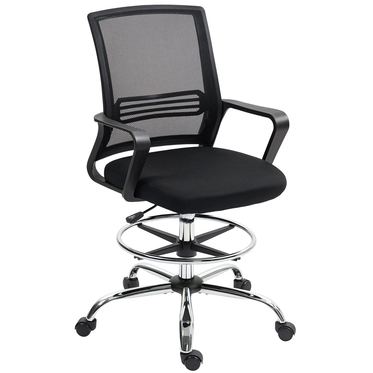 HOMCOM Bürostuhl, Drehstuhl, drehbarer Schreibtischstuhl, verstellbar, rollbar, Schwarz