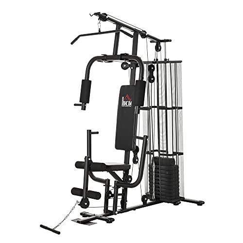 HOMCOM Multistation: Kraftstation mit Latzug, Butterfly & 45 kg Gewichten ✨