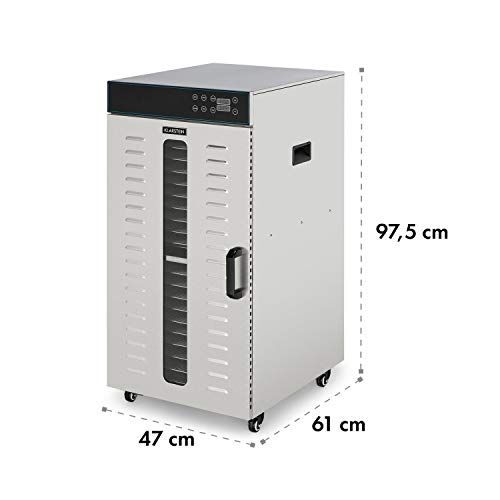 Klarstein Dörrautomat Edelstahl – 4.000-W-Dörrgerät, 48 Edelstahl-Einlegeböden, 30–90 °C, 24-Stunden-Timer, 6 Ventilatoren, 2 Trockenkammern, 50–55 dB, ideal für Obst, Gemüse, Fleisch, Kräuter, Silbero