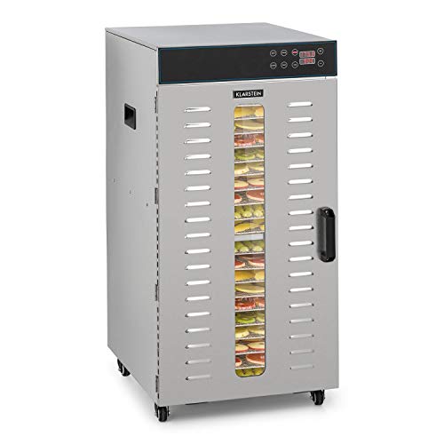 Klarstein Dörrautomat Edelstahl – 4.000-W-Dörrgerät, 48 Edelstahl-Einlegeböden, 30–90 °C, 24-Stunden-Timer, 6 Ventilatoren, 2 Trockenkammern, 50–55 dB, ideal für Obst, Gemüse, Fleisch, Kräuter, Silbero
