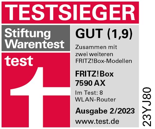 FRITZ!Box 7590 AX Exclusive – Wi-Fi 6 DSL-Router mit Mesh, DECT & USB-Sticko