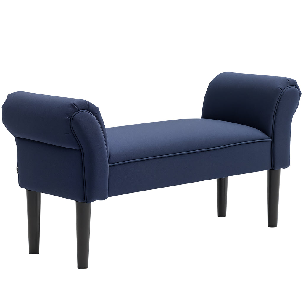 HOMCOM Gepolsterte Sitzbank für Schlafzimmer und Flur, bis 130 kg belastbar, 102 x 36 x 51 cm, Blau