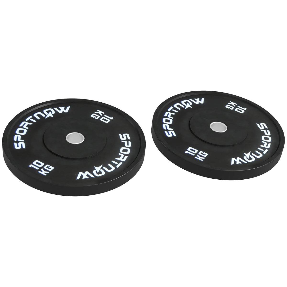 SPORTNOW Set von 2 Hantelscheiben zu je 10kg für Langhantelstangen und Kurzhanteln mit 5cm Anschluss, Schwarz