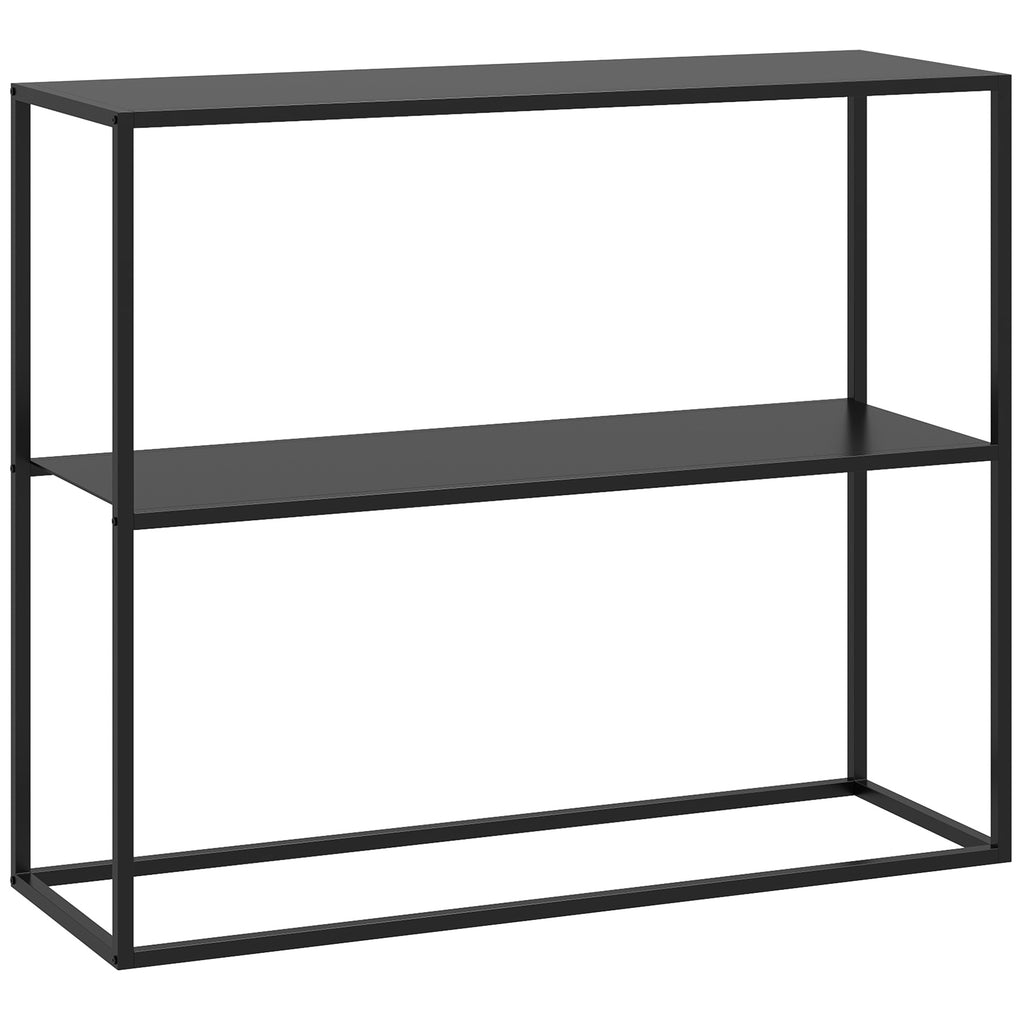 HOMCOM Konsolentisch, Sideboard, 2 Etagen, pulverbeschichteter Stahl, 90 x 30 x 75cm, schwarz