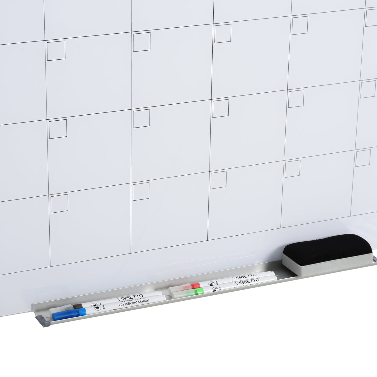 Vinsetto Whiteboard Whiteboard Kalender für Organisation Ferienpläne und Monatsplanungen inkl. 1 Stifthalter, 4 Marker & Radierer 90 x 60 cm