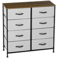 HOMCOM Kommode mit 8 Stoffschubladen, Metallrahmen, Ablage, 80x30x81,5 cm, Grau/Schwarz