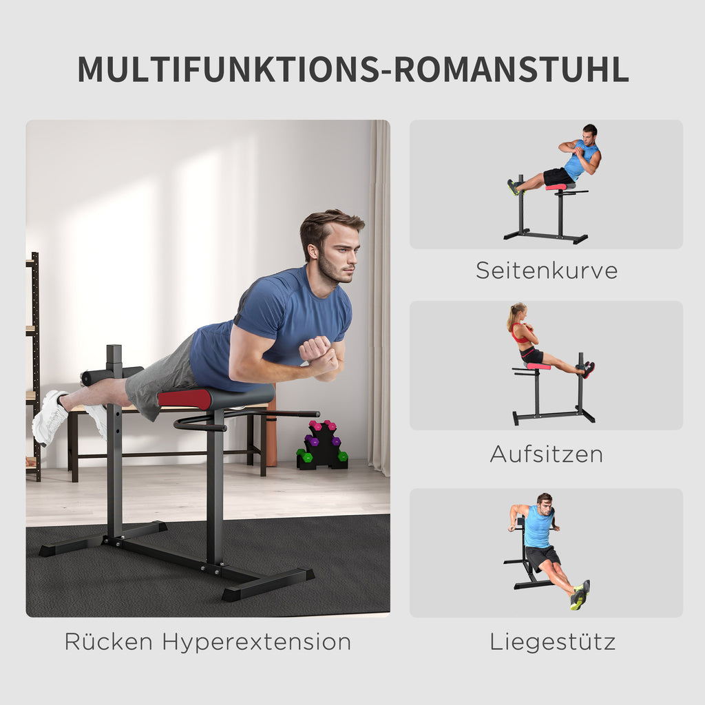SPORTNOW Bauch- & Rückentrainer, Aktiviert Muskeln, 6 Beinrollenpositionen, Seitliche Griffe, Stahlrahmen
