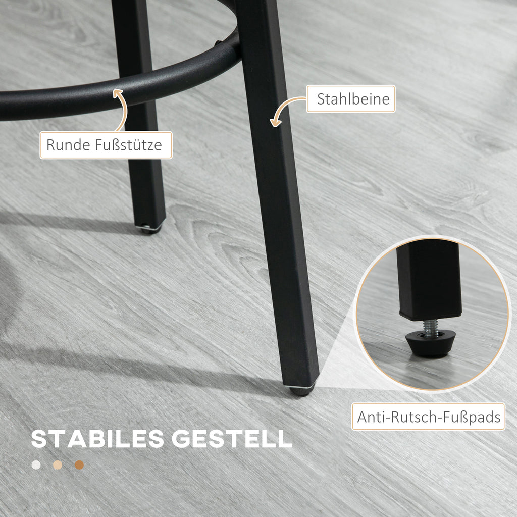 HOMCOM Barhocker-Set aus 2 Barstühlen im Industrial Design, Metallrahmen, Fußstütze, 42 x 42 x 65 cm