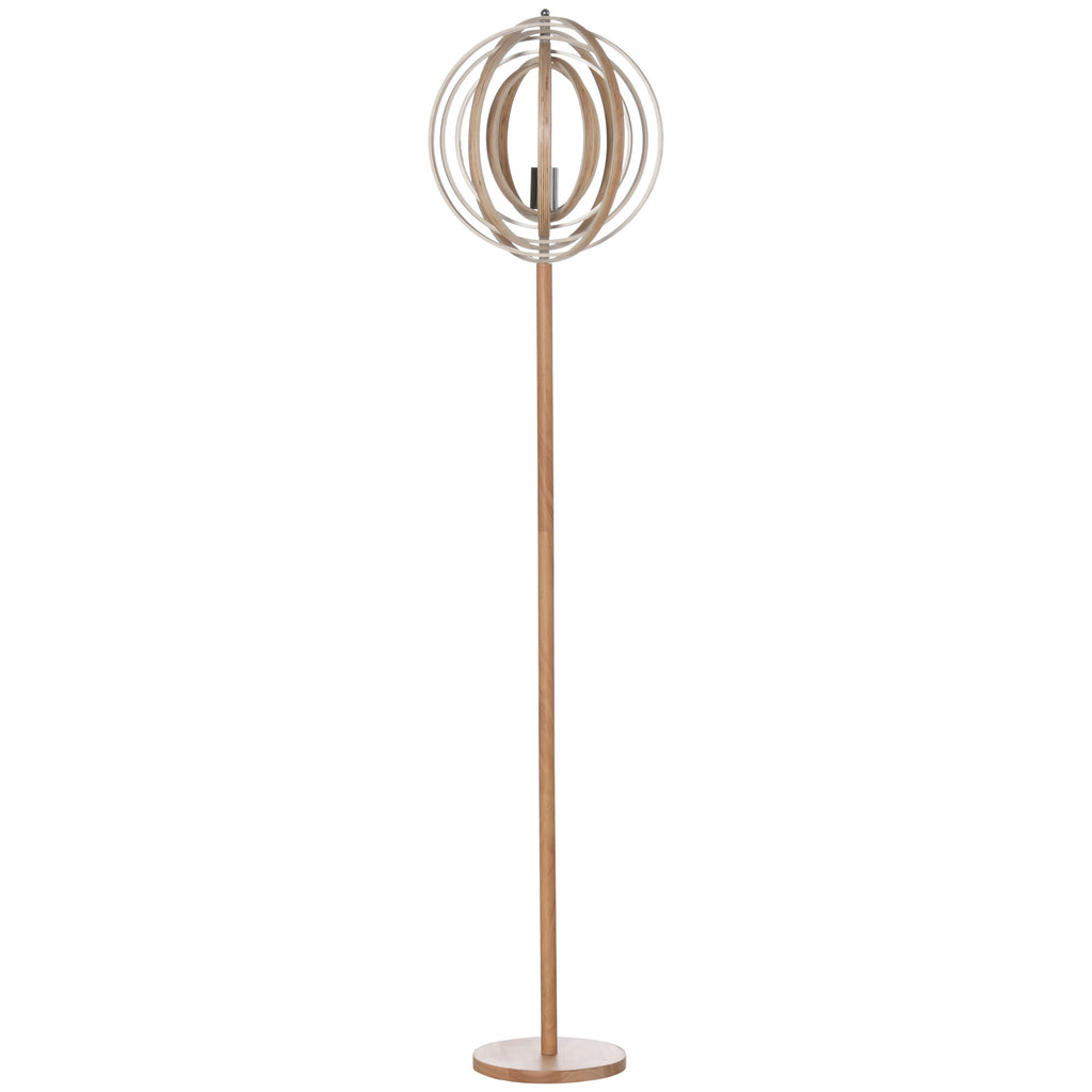 HOMCOM Stehlampe mit Kreisförmigem Lampenschirm 40 W Max. Naturholz Ø 38 x 160 cm
