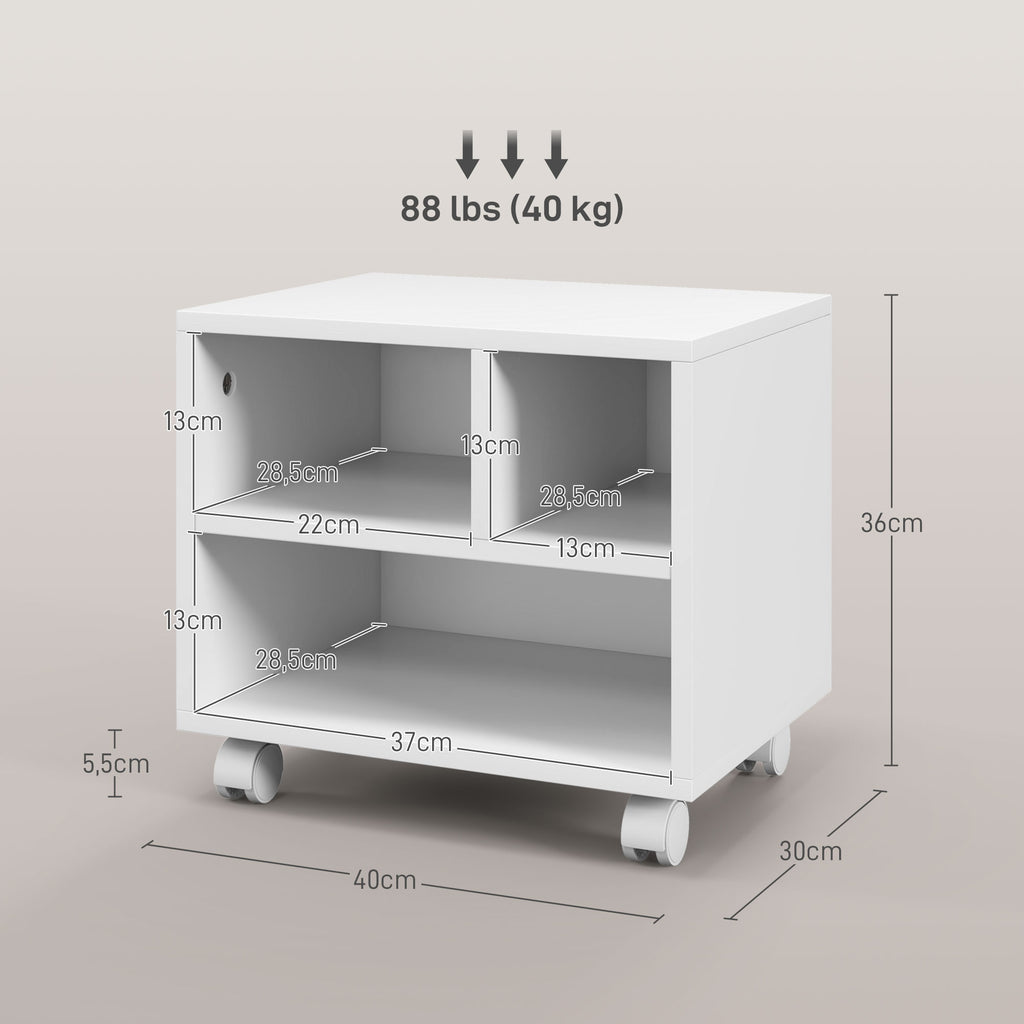 HOMCOM Druckerständer Büromöbel Büro Organizer 4 offene Fächer 40L x 30B x 36H cm weiß