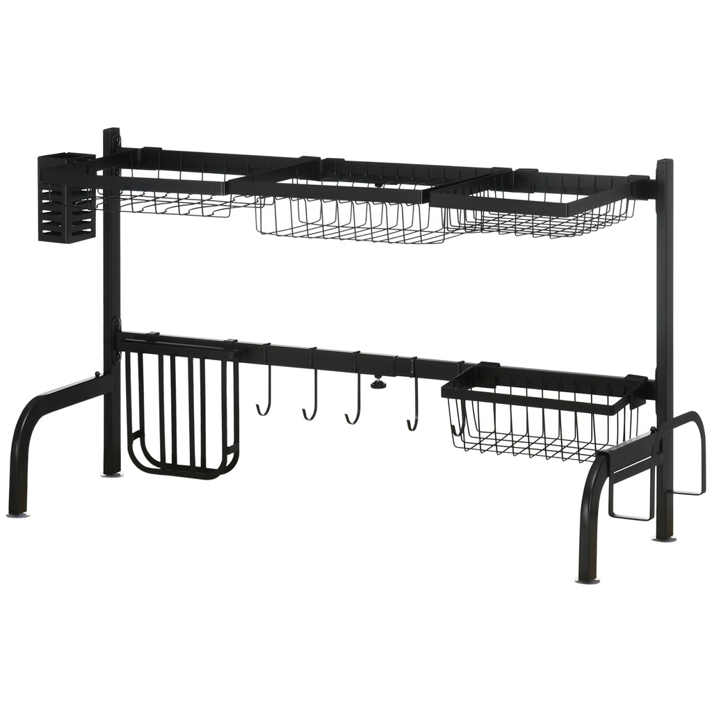 HOMCOM Abtropfgestell, längenverstellbar 51-93 cm, viele Elemente, flexible Anordnung, 93 x 30 x 52cm, schwarz