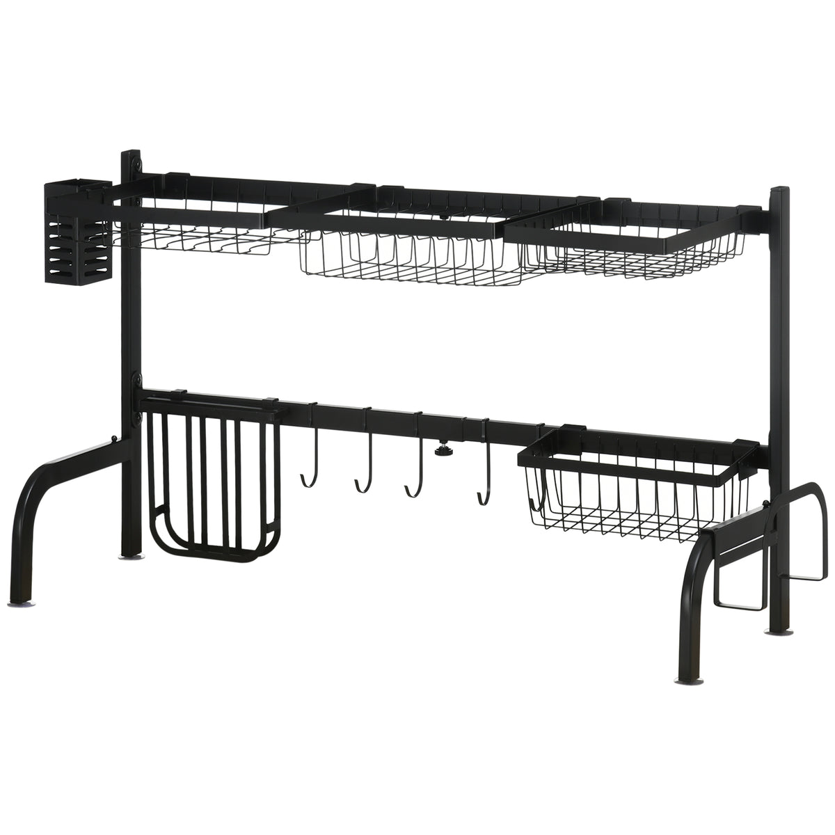 HOMCOM Abtropfgestell, längenverstellbar 51-93 cm, viele Elemente, flexible Anordnung, 93 x 30 x 52cm, schwarz