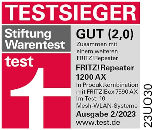 FRITZ!Repeater 1200 AX – Wi-Fi 6 Dualband Repeater mit bis zu 2.400 MBit/so