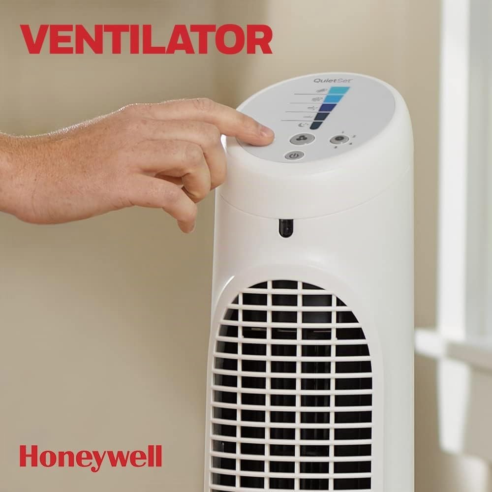 Honeywell HYF260E QuietSet Turmventilator 83cm – 5 Stufen, 80° Oszillation, 30W, Timer, Fernbedienung, Weiß