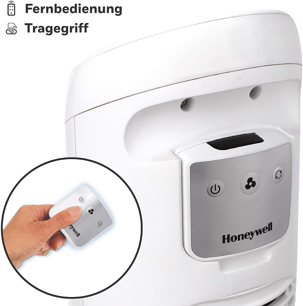 Honeywell HYF260E QuietSet Turmventilator 83cm – 5 Stufen, 80° Oszillation, 30W, Timer, Fernbedienung, Weiß