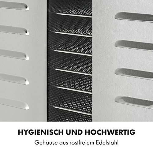 Klarstein Dörrautomat Edelstahl – 4.000-W-Dörrgerät, 48 Edelstahl-Einlegeböden, 30–90 °C, 24-Stunden-Timer, 6 Ventilatoren, 2 Trockenkammern, 50–55 dB, ideal für Obst, Gemüse, Fleisch, Kräuter, Silbero