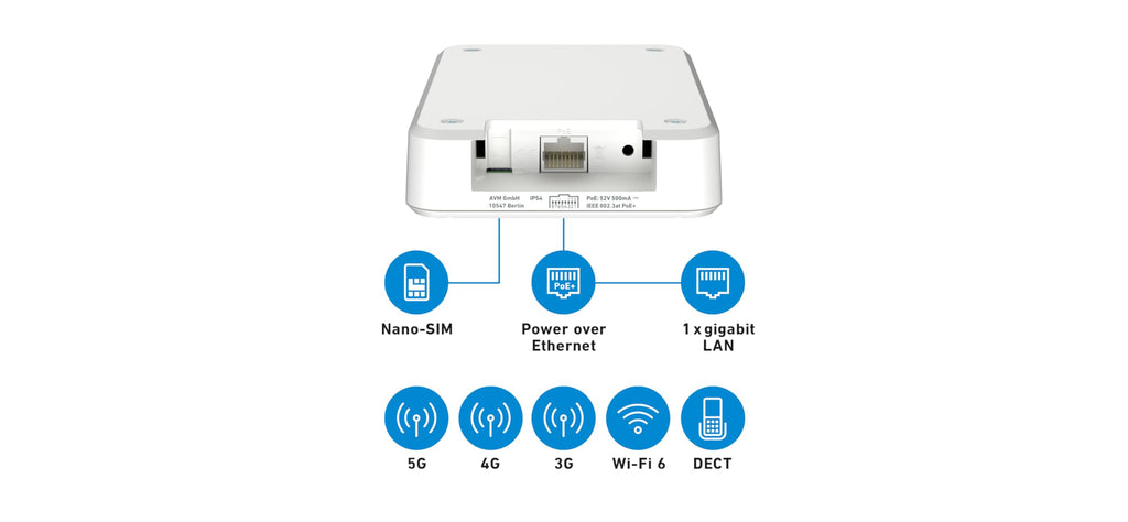 FRITZ!Box 6860 5G – Mobilfunk-Router mit Wi-Fi 6, PoE+, DECT & IP65-Gehäuseo