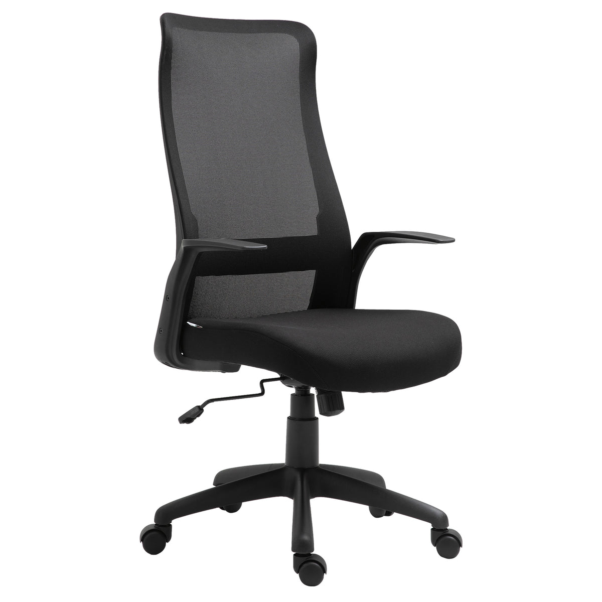 Vinsetto Bürostuhl Kopflehne Home-Office-Stuhl höhenverstellbarer Schreibtischstuhl ergonomisch 360°-Drehräder Büro Schaumstoff Nylon Schwarz 62 x 62 x 113-122 cm