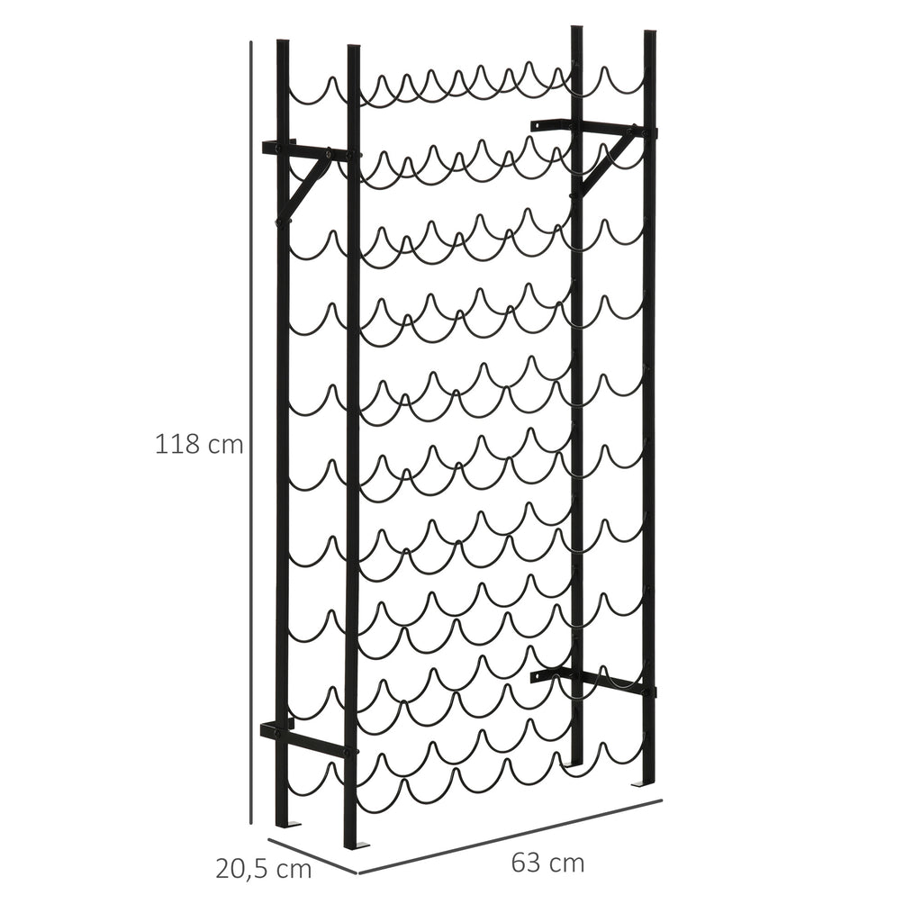 HOMCOM Weinregal Weinständer Flaschenregal 60 Flaschen Wandbefestigung Metall Schwarz