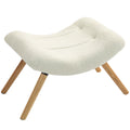 HOMCOM Moderner Fußhocker mit Fleece-Bezug und Holzbeinen, gepolstert, für Wohnzimmer, Schlafzimmer, Flur, Cremeweiß