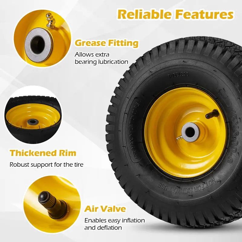 2-Pack 15 x 6.00-6 Tubeless Tires & Wheels – Off-Road Ready, Pre-Mounted