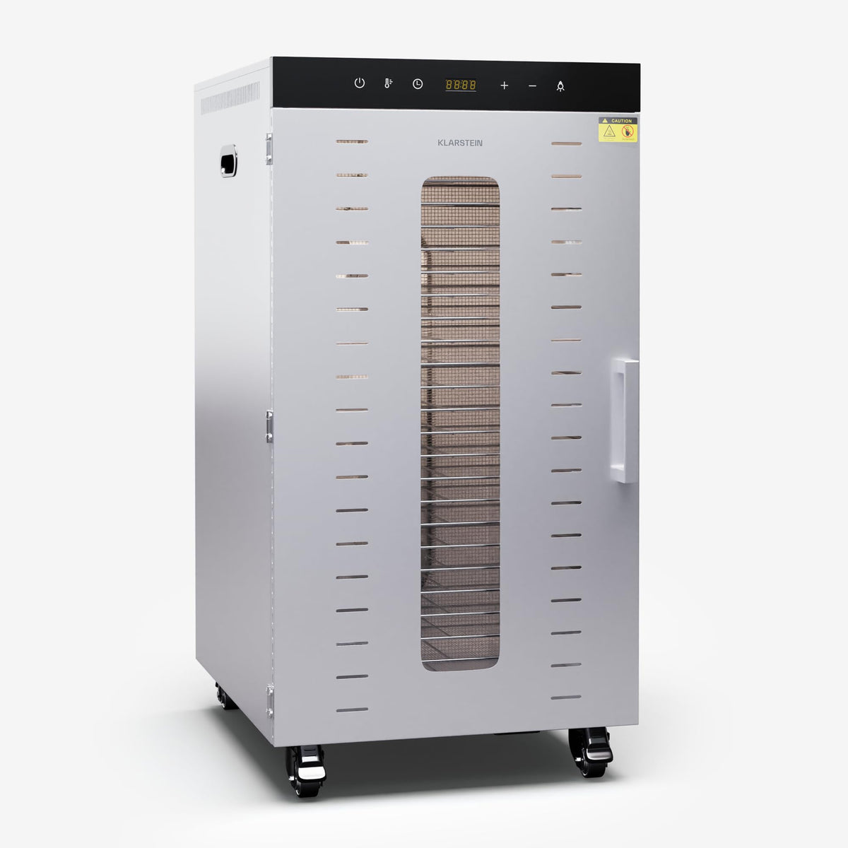 Klarstein Dörrautomat Edelstahl – 4.000-W-Dörrgerät, 48 Edelstahl-Einlegeböden, 30–90 °C, 24-Stunden-Timer, 6 Ventilatoren, 2 Trockenkammern, 50–55 dB, ideal für Obst, Gemüse, Fleisch, Kräuter, Silbero