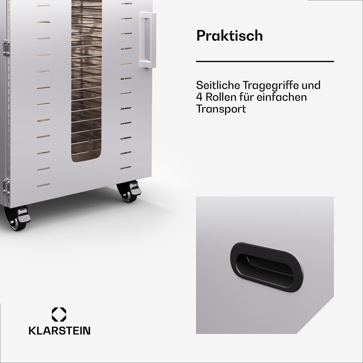Klarstein Dörrautomat Edelstahl – 4.000-W-Dörrgerät, 48 Edelstahl-Einlegeböden, 30–90 °C, 24-Stunden-Timer, 6 Ventilatoren, 2 Trockenkammern, 50–55 dB, ideal für Obst, Gemüse, Fleisch, Kräuter, Silbero