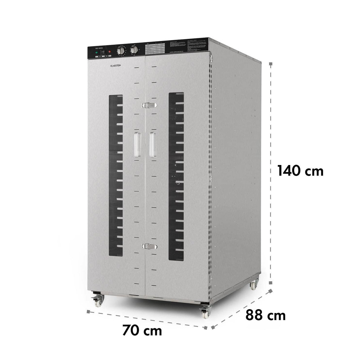 Klarstein Dörrautomat Edelstahl – 4.000-W-Dörrgerät, 48 Edelstahl-Einlegeböden, 30–90 °C, 24-Stunden-Timer, 6 Ventilatoren, 2 Trockenkammern, 50–55 dB, ideal für Obst, Gemüse, Fleisch, Kräuter, Silbero