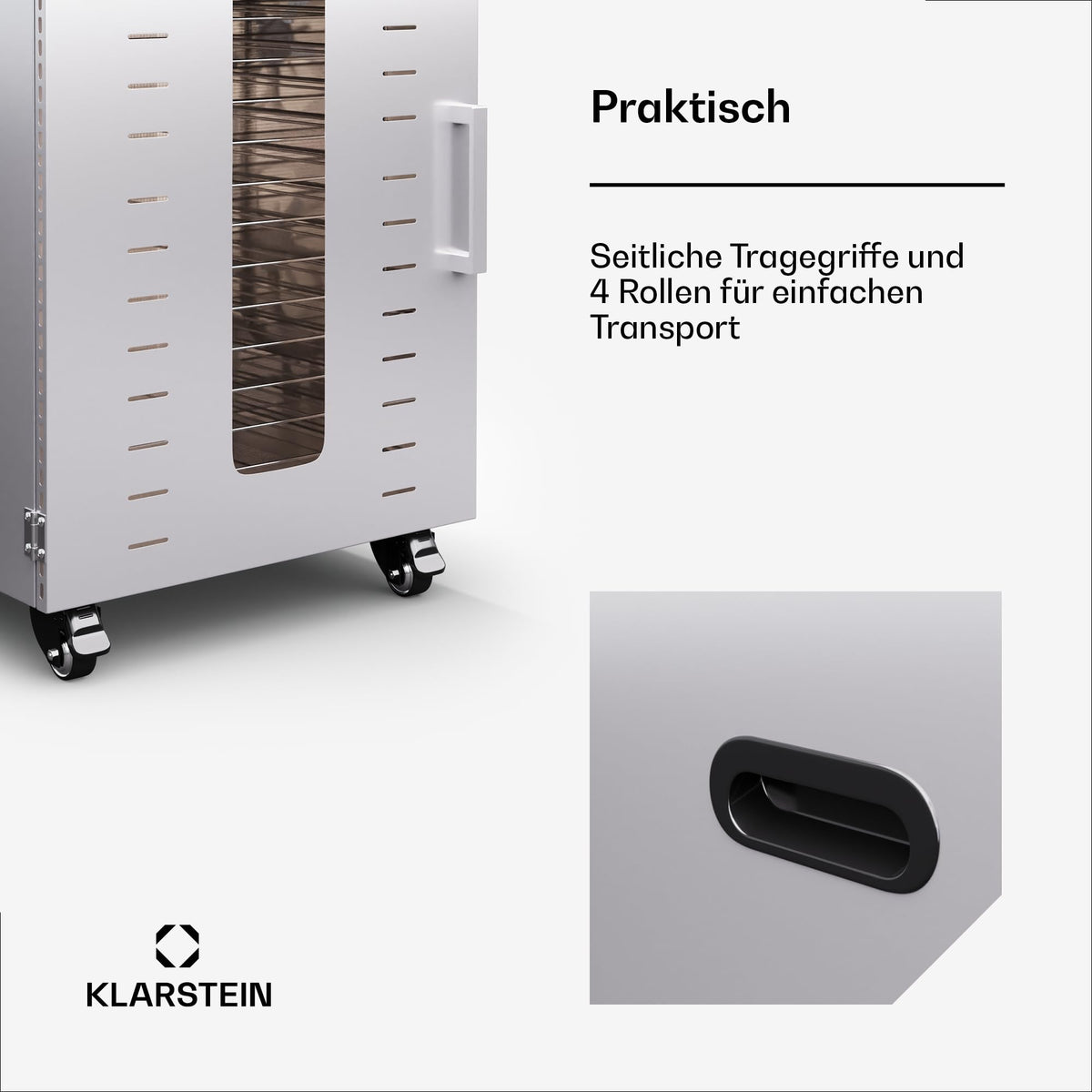 Klarstein Dörrautomat Edelstahl – 4.000-W-Dörrgerät, 48 Edelstahl-Einlegeböden, 30–90 °C, 24-Stunden-Timer, 6 Ventilatoren, 2 Trockenkammern, 50–55 dB, ideal für Obst, Gemüse, Fleisch, Kräuter, Silbero