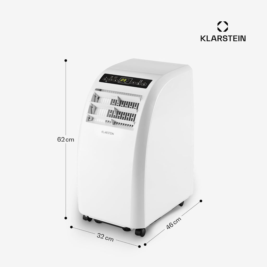 Klarstein Metrobreeze Rom Mobiles Klimagerät 10.000 BTU – 4-in-1, R290, EEK A+, SEER 12, 3kW, Fernbedienung, Weiß