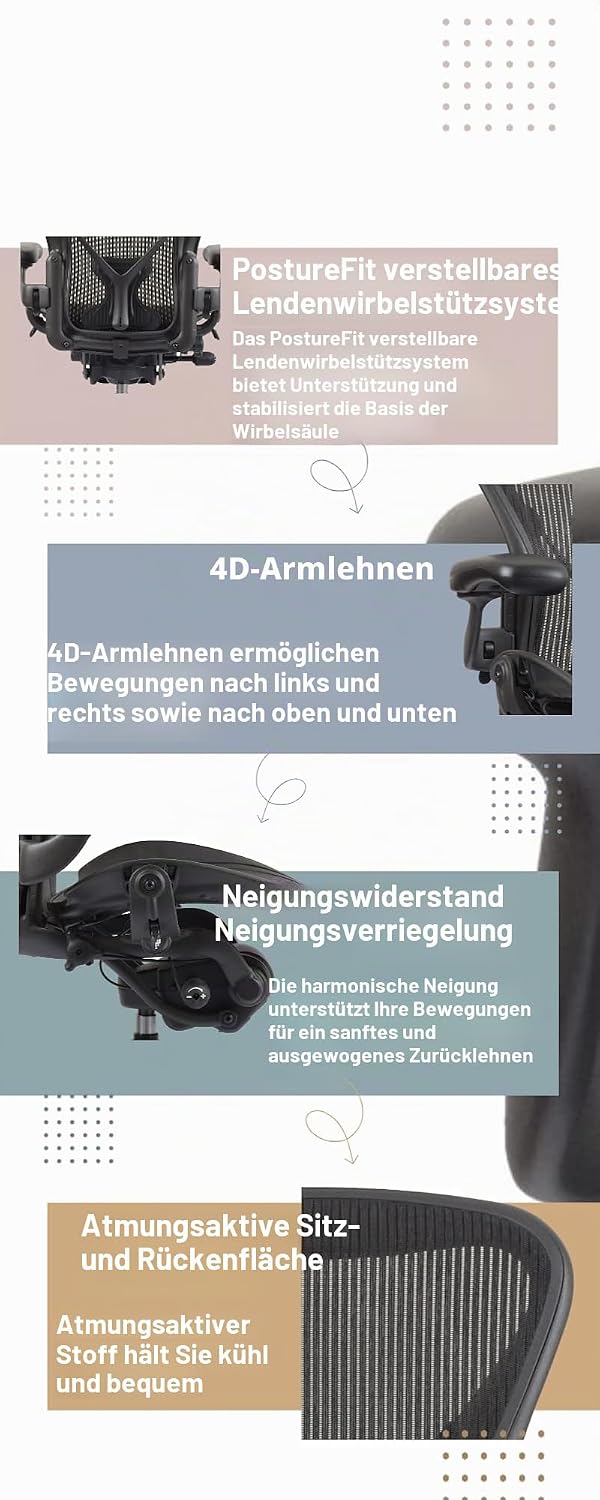 Herman Miller Aeron Classic Bürostuhl Größe B, Generalüberholt, Ergonomisch, Schwarz